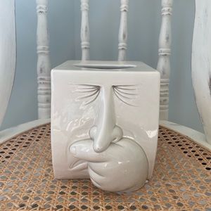 Fitz and Floyd Sneezing Man ceramic tissue box cover